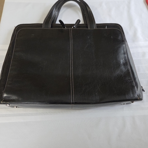 FOSSIL LapTop Off-BLACK LEATHER Work  Organizer Mens Womens UNISEX - Picture 5 of 16